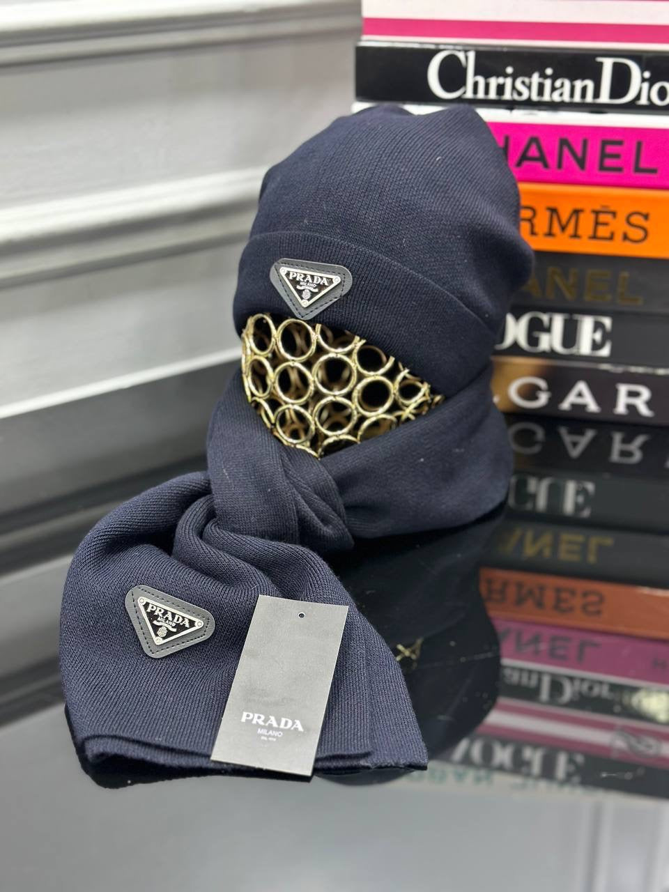 Prada Wool Beanie And Scarf Set