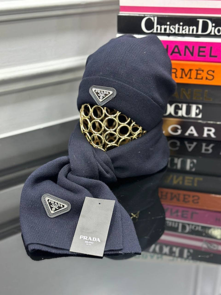 Prada Wool Beanie And Scarf Set