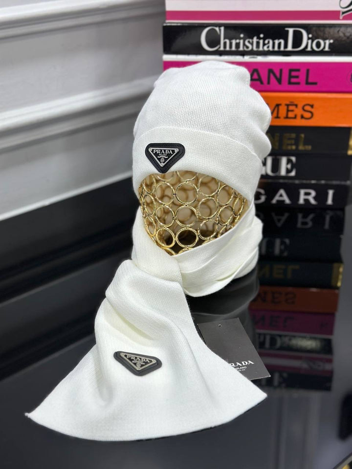 Prada Wool Beanie And Scarf Set